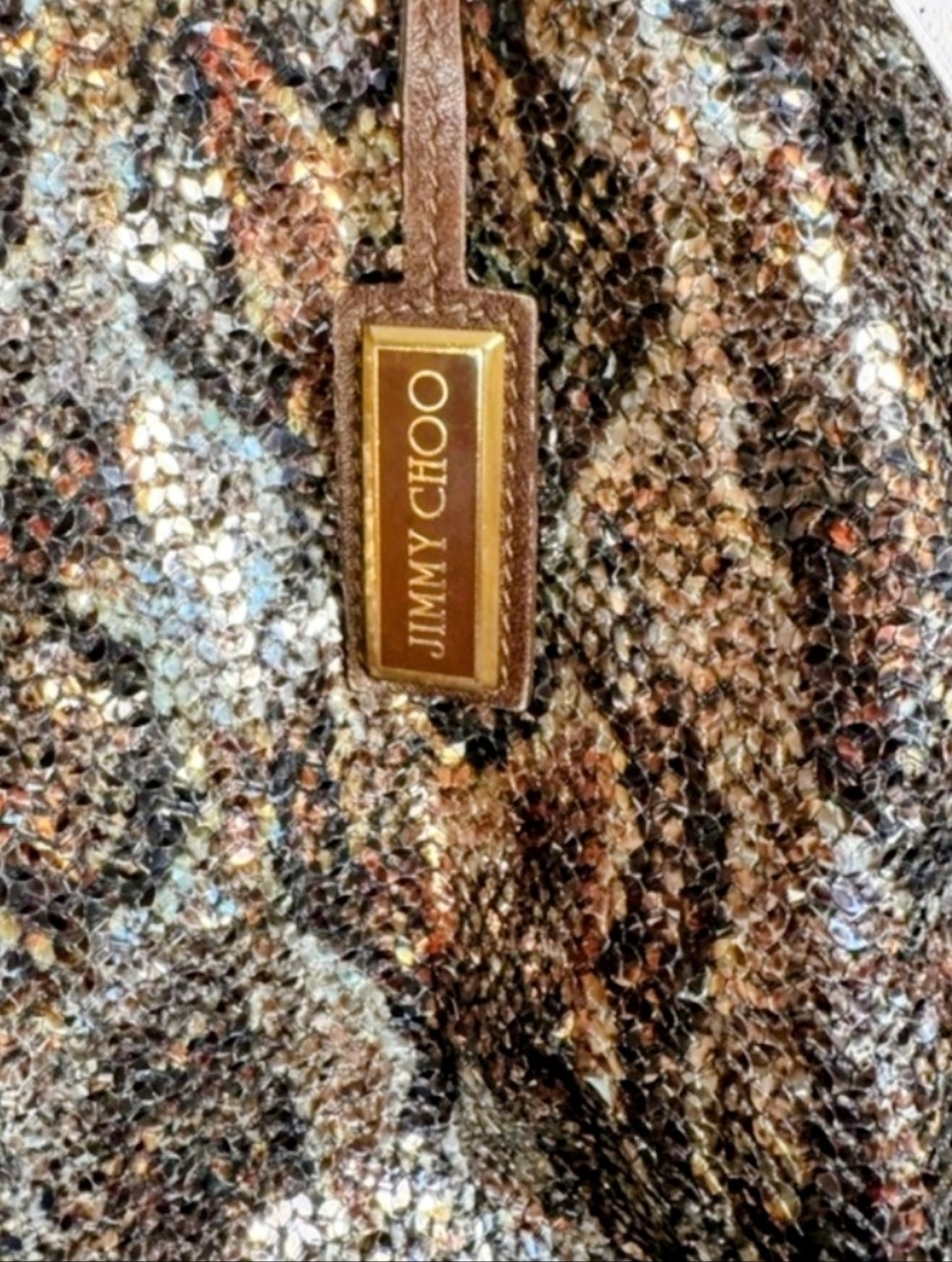 Jimmy Choo Sequined Python Snake Pattern Leather "Bea" Tote - Picture 4 of 11